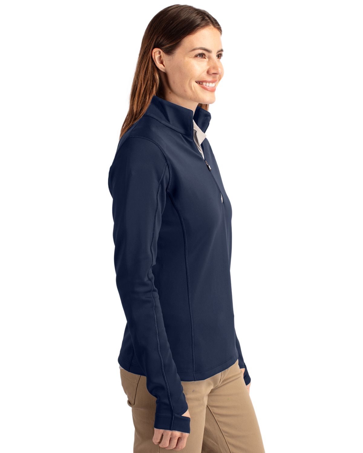 Cutter & Buck Traverse Recycled Smooth Stretch Womens Quarter Zip Pullover 157
