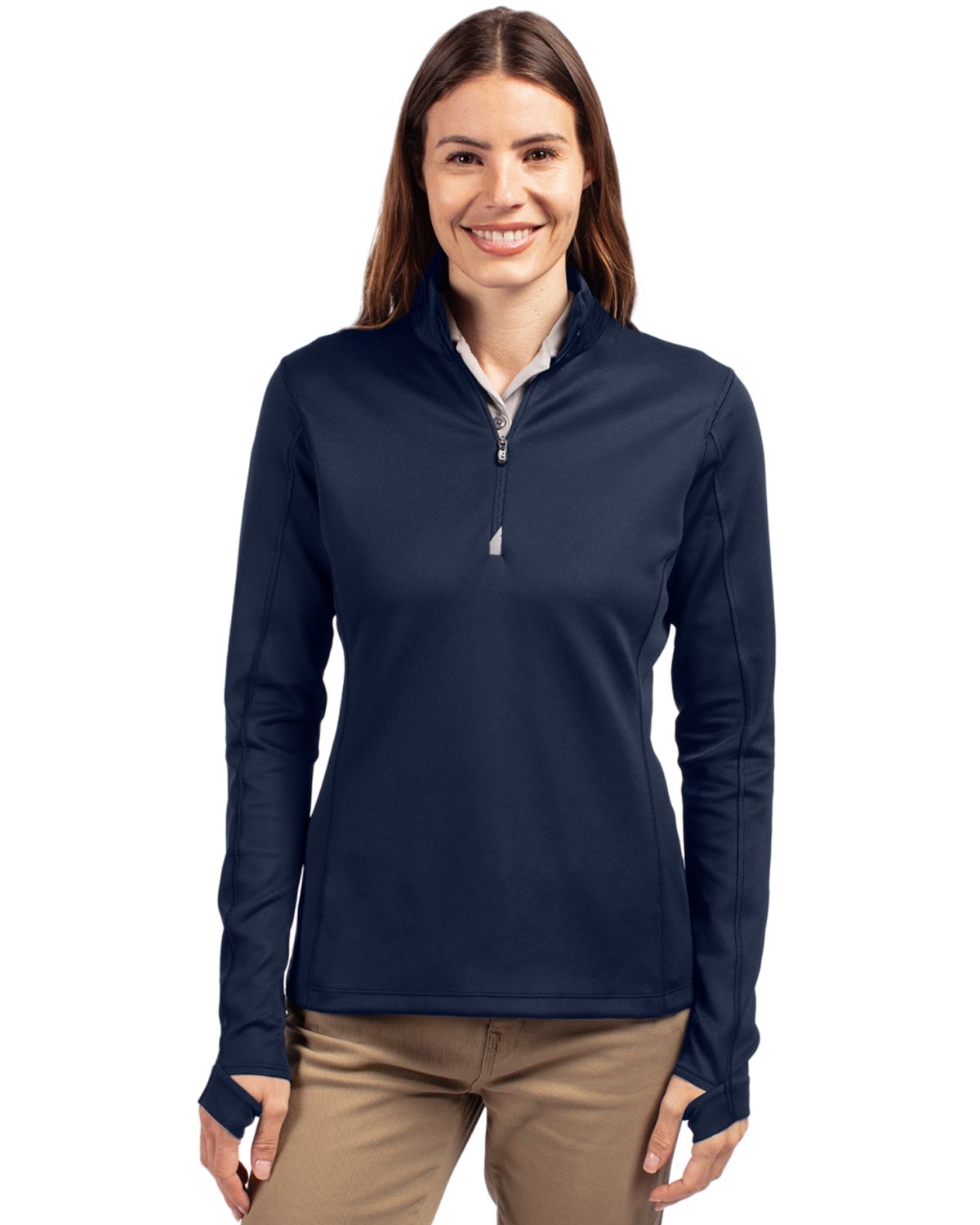 Cutter & Buck Traverse Recycled Smooth Stretch Womens Quarter Zip Pullover 11