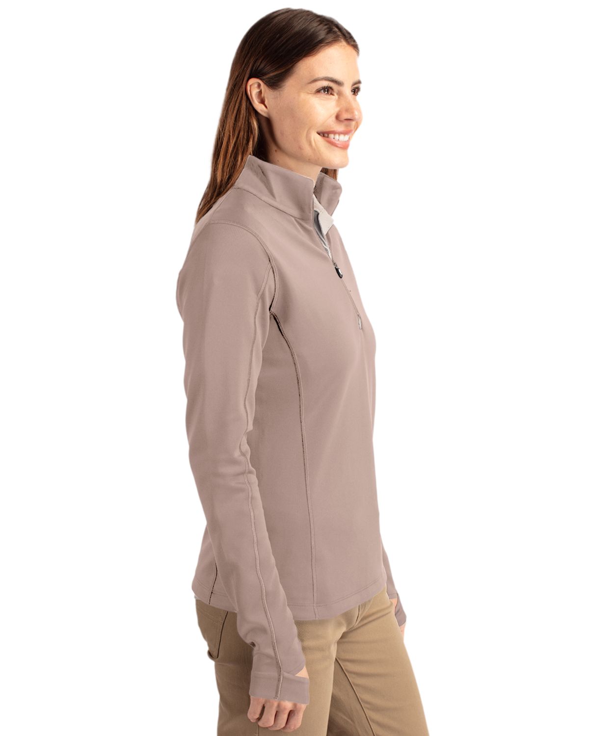 Cutter & Buck Traverse Recycled Smooth Stretch Womens Quarter Zip Pullover 112