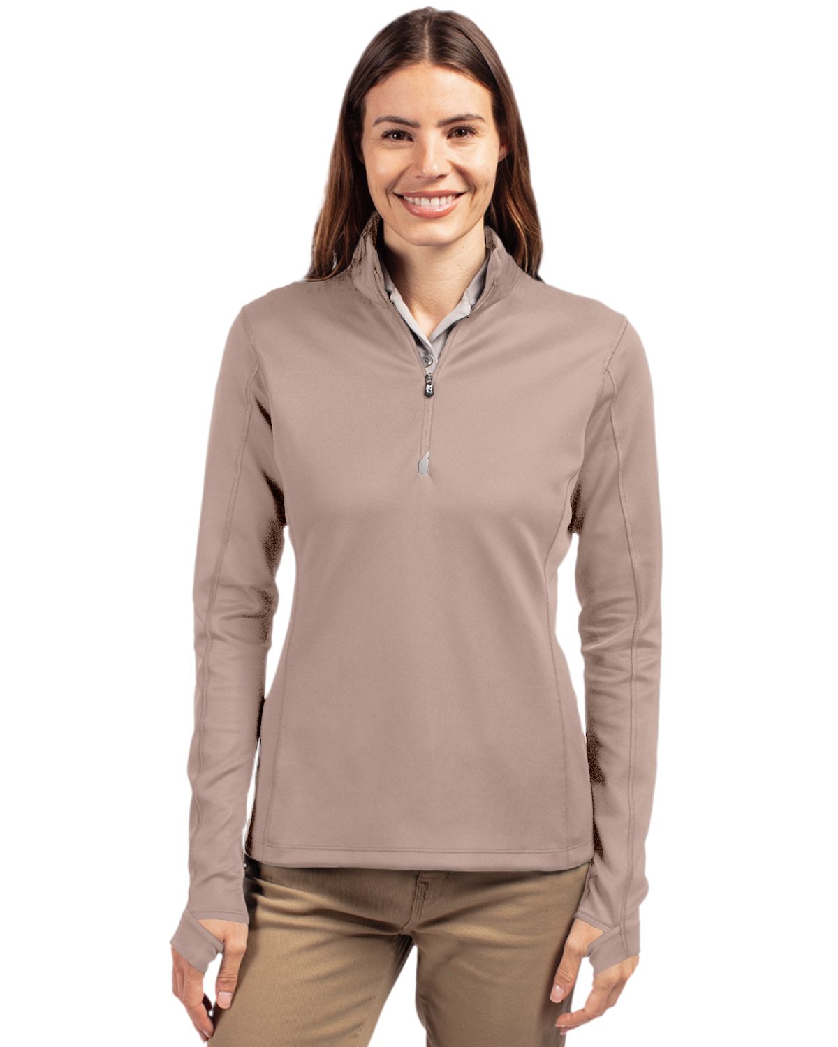 Cutter & Buck Traverse Recycled Smooth Stretch Womens Quarter Zip Pullover 129