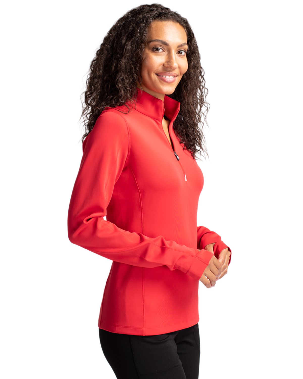Cutter & Buck Traverse Recycled Smooth Stretch Womens Quarter Zip Pullover 100