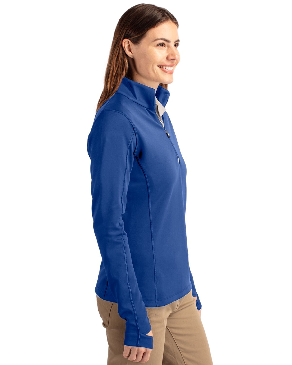 Cutter & Buck Traverse Recycled Smooth Stretch Womens Quarter Zip Pullover 180