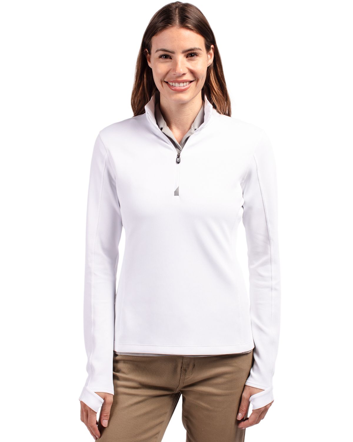 Cutter & Buck Traverse Recycled Smooth Stretch Womens Quarter Zip Pullover 165