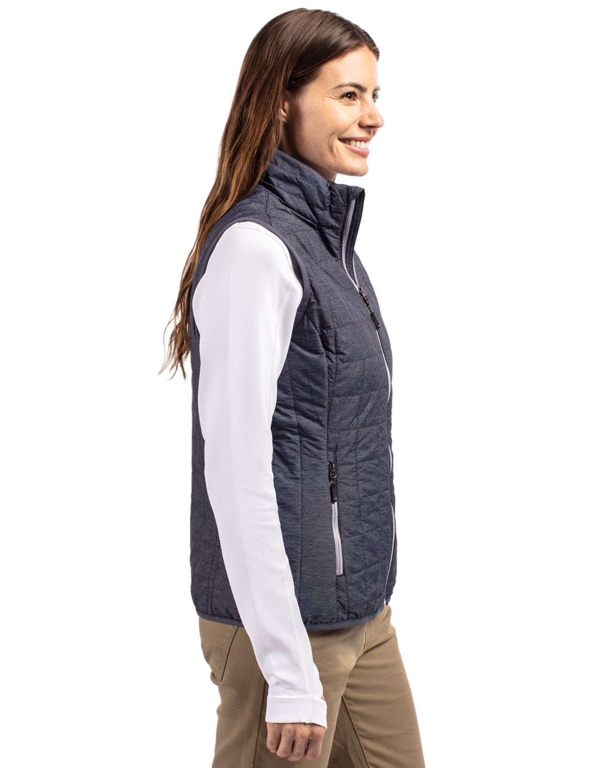 Cutter & Buck Rainier Recycled Insulated Puffer Womens Full Zip Vest 140
