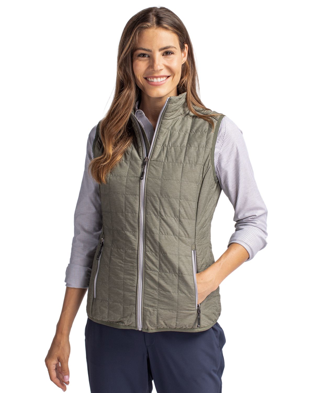 Cutter & Buck Rainier Recycled Insulated Puffer Womens Full Zip Vest 182