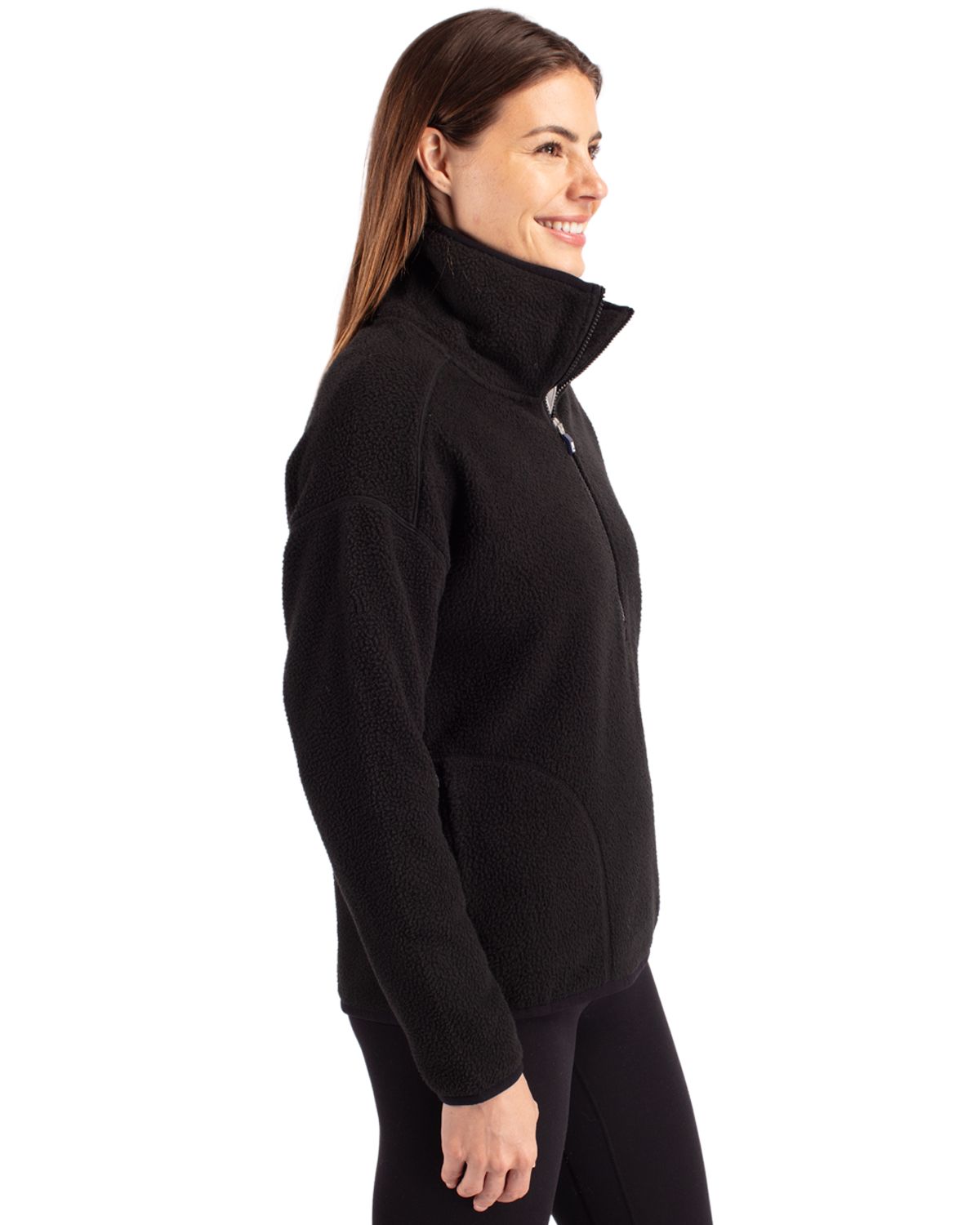 Cutter & Buck Cascade Epic Comfort Recycled Sherpa Fleece Womens Pullover Jacket 3