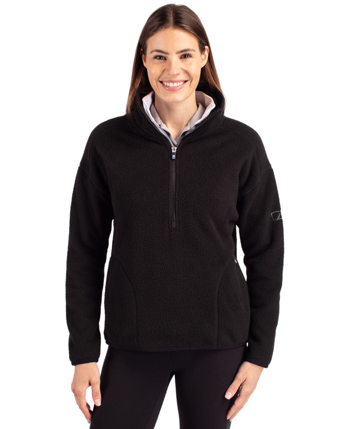 Cutter & Buck Cascade Epic Comfort Recycled Sherpa Fleece Womens Pullover Jacket 25