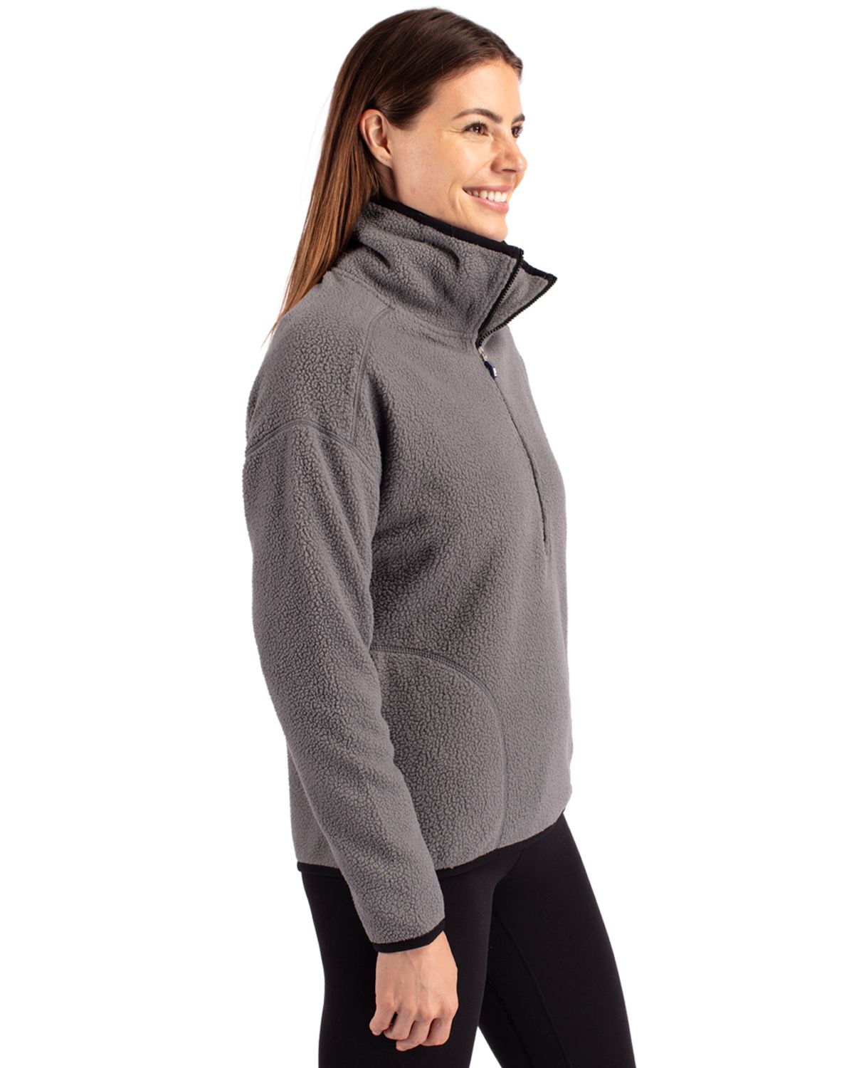 Cutter & Buck Cascade Epic Comfort Recycled Sherpa Fleece Womens Pullover Jacket 9