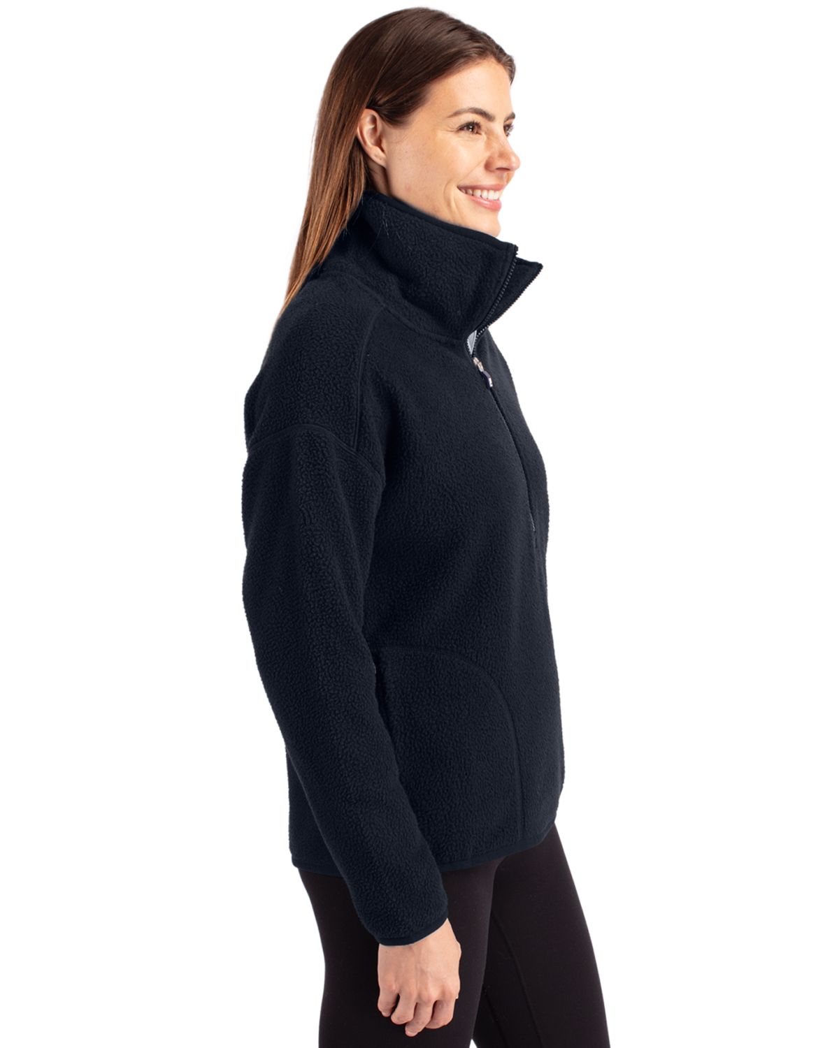 Cutter & Buck Cascade Epic Comfort Recycled Sherpa Fleece Womens Pullover Jacket 103