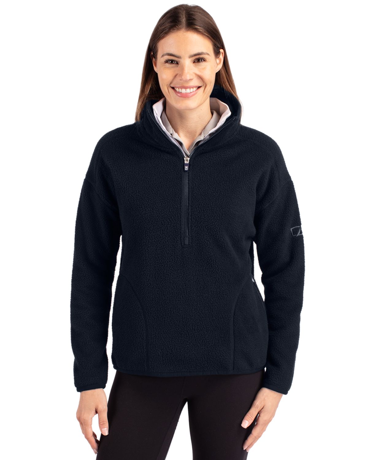 Cutter & Buck Cascade Epic Comfort Recycled Sherpa Fleece Womens Pullover Jacket 24