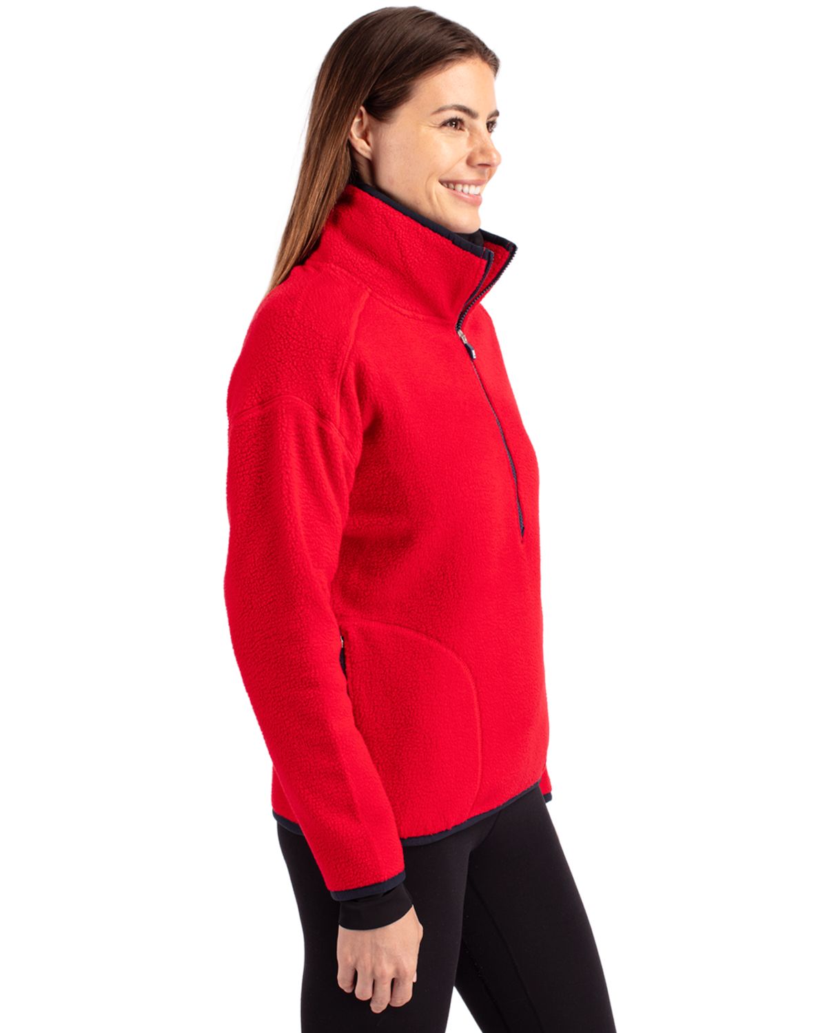 Cutter & Buck Cascade Epic Comfort Recycled Sherpa Fleece Womens Pullover Jacket 39