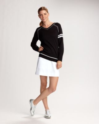 Clubhouse Sleeve Striped V-neck Sweater