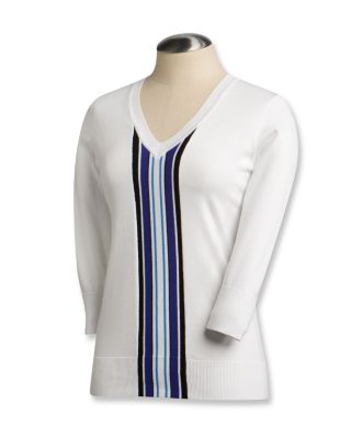 Women's 3/4 Sleeve Race Stripe V-Neck