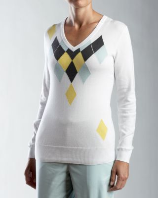Women's Celebrity Argyle V-neck