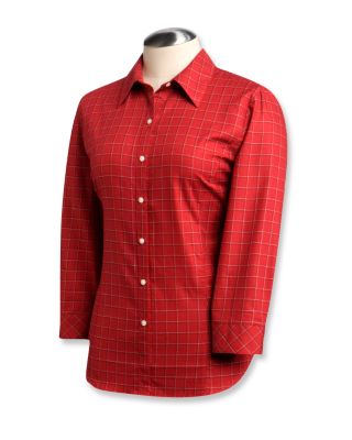 Women's 3/4 Sleeve Conference Plaid Shirt