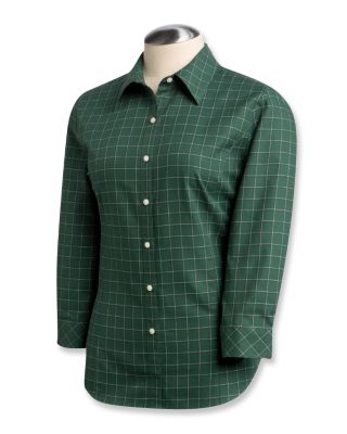 Women's 3/4 Sleeve Conference Plaid Shirt