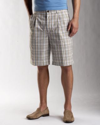 Men's B&T Gallery Plaid Pleated Short