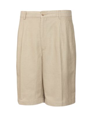 B&T Houndstooth Linen Pleated Short