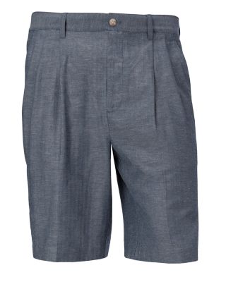 B&T Chevron Slub Linen Pleated Short