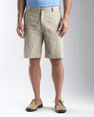 Men's Vida Seersucker Plaid Flat Front Short