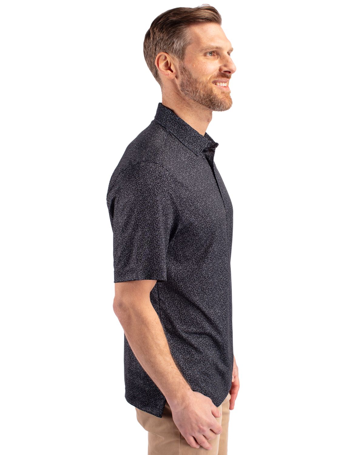 Pike Micro Floral Print Stretch Mens Polo