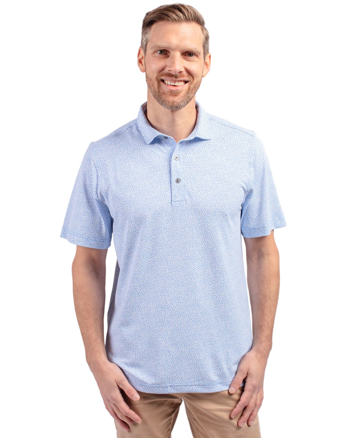 Cutter & Buck Virtue Recycled Botanical Print Featherlight Pique Mens  Polo 103