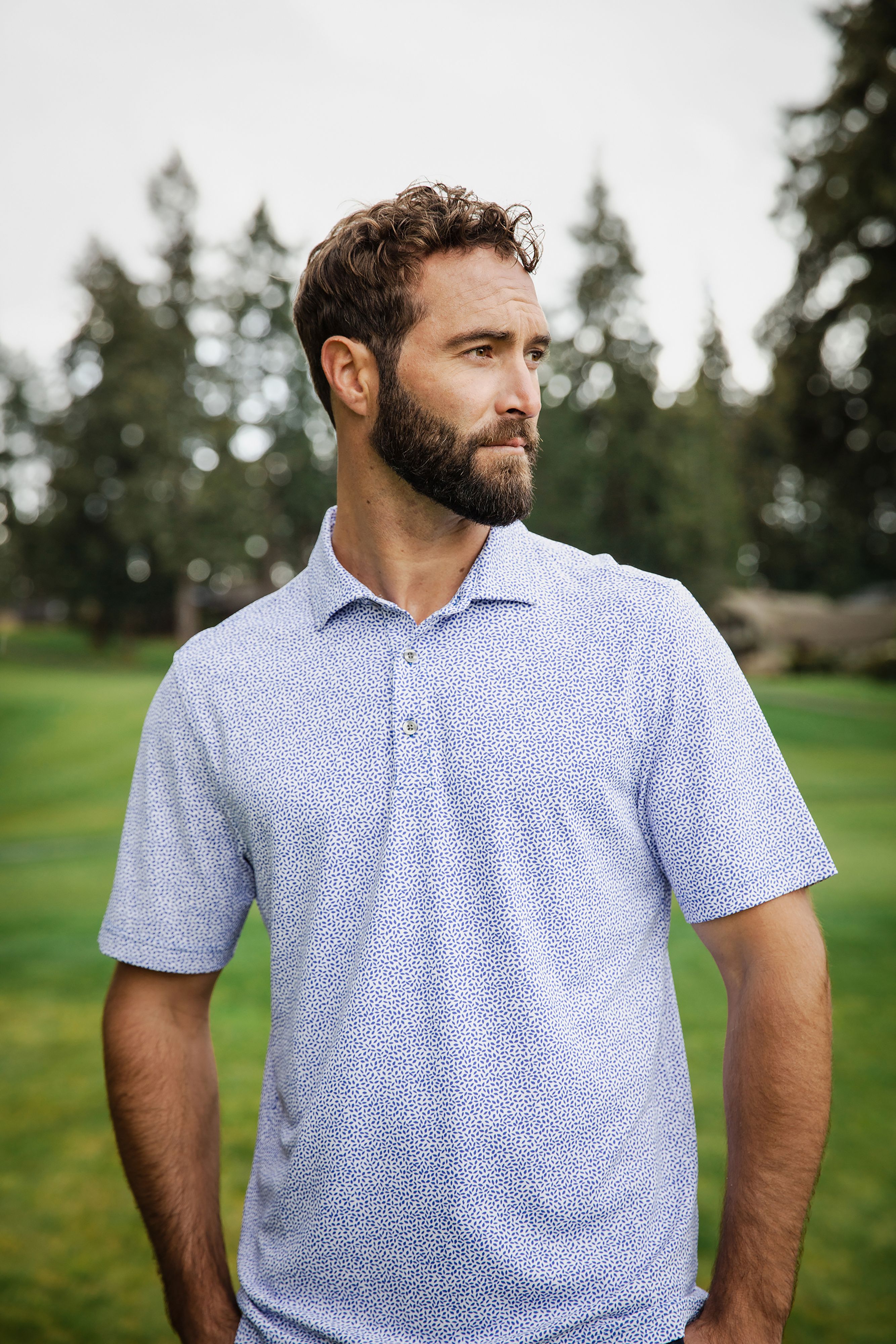 Cutter & Buck Virtue Recycled Botanical Print Featherlight Pique Mens  Polo 147