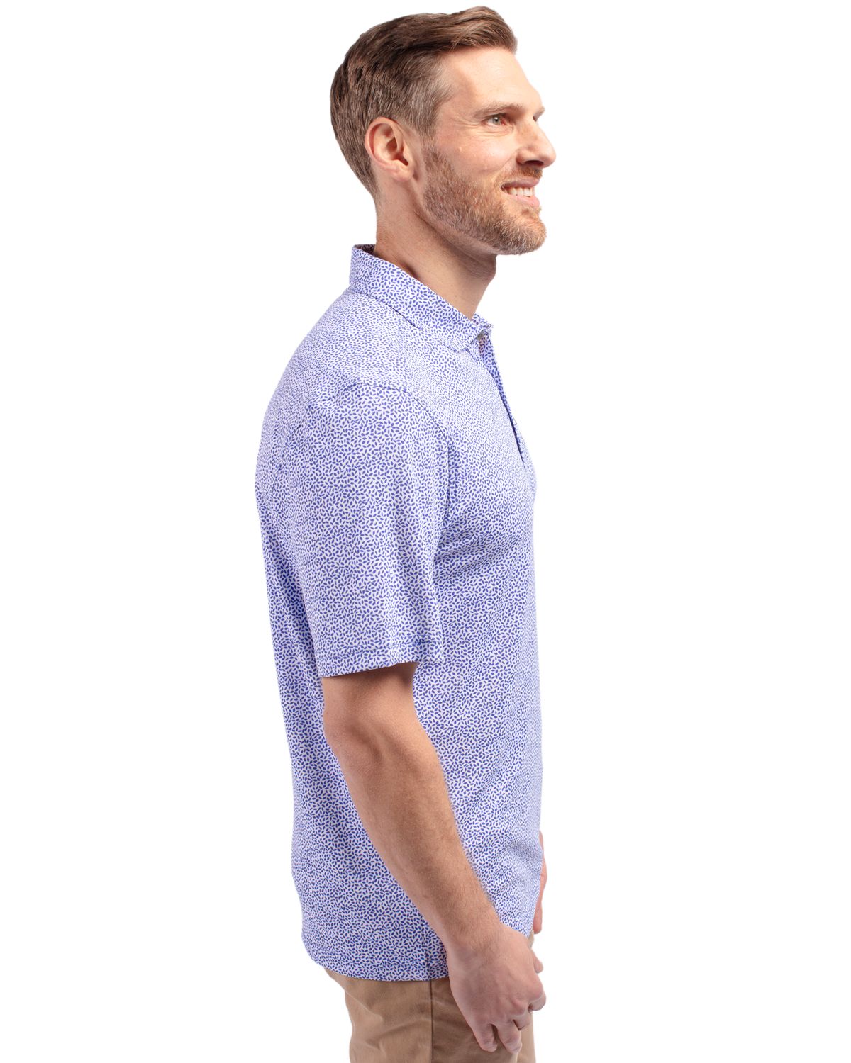Cutter & Buck Virtue Recycled Botanical Print Featherlight Pique Mens  Polo 146