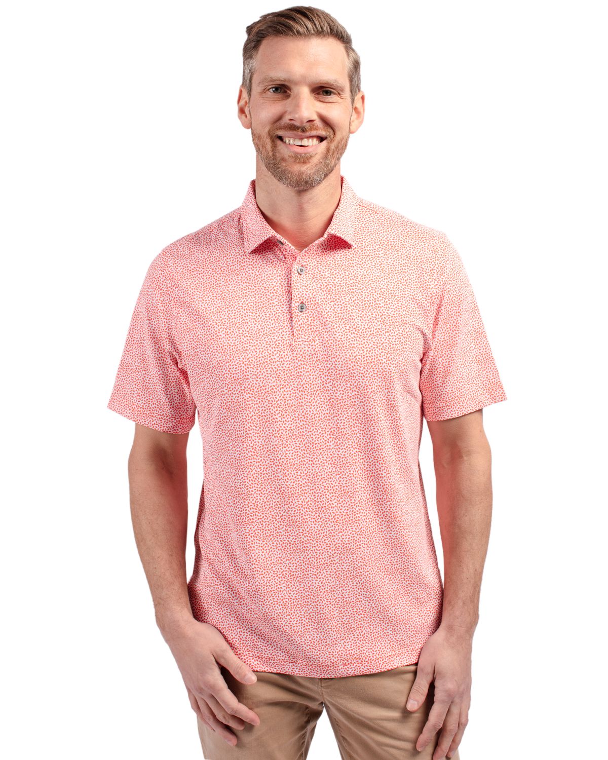 Cutter & Buck Virtue Recycled Botanical Print Featherlight Pique Mens  Polo 94