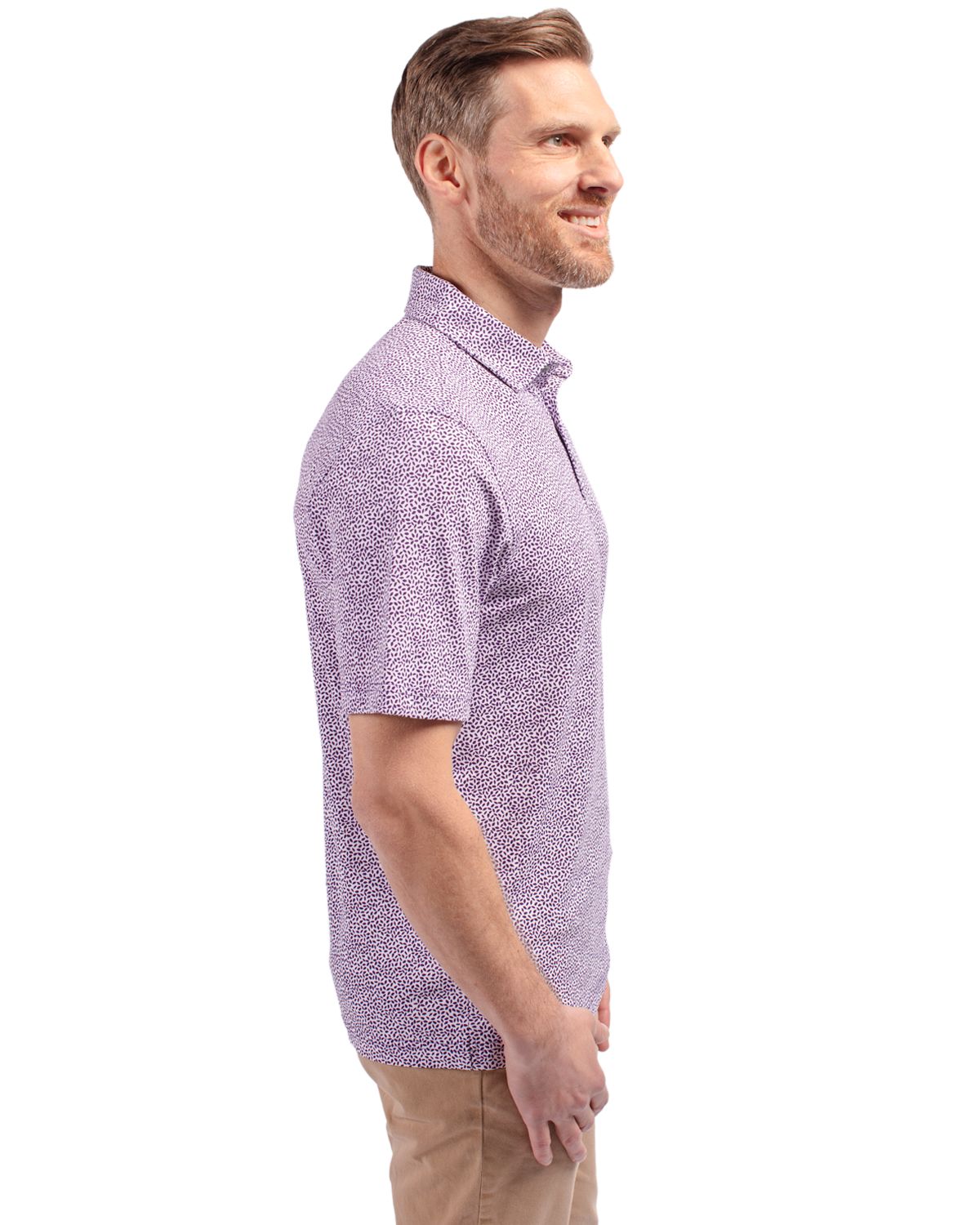 Cutter & Buck Virtue Recycled Botanical Print Featherlight Pique Mens  Polo 175
