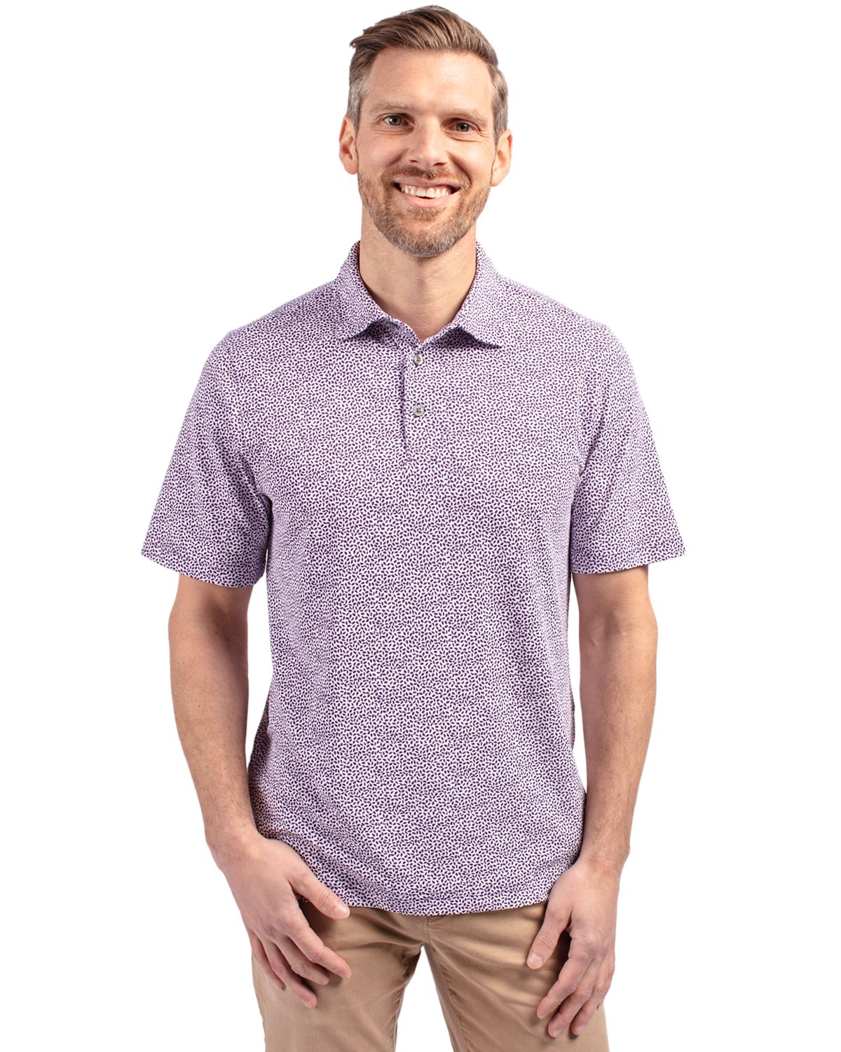 Cutter & Buck Virtue Recycled Botanical Print Featherlight Pique Mens  Polo 126