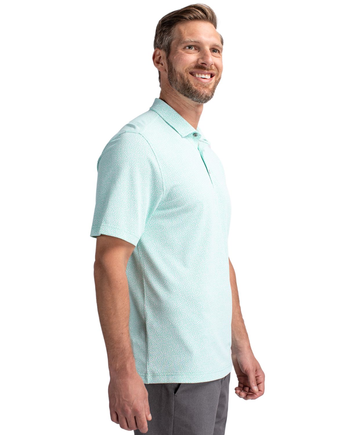 Cutter & Buck Virtue Recycled Botanical Print Featherlight Pique Mens  Polo 111