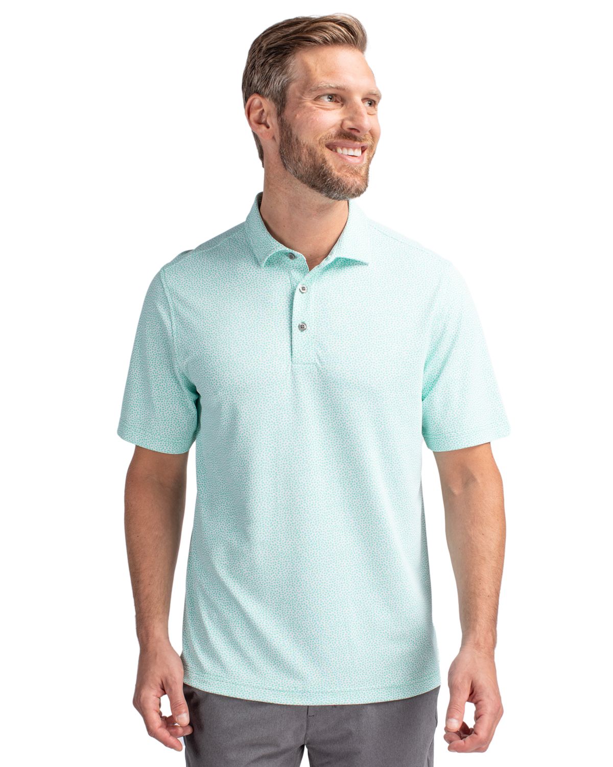 Cutter & Buck Virtue Recycled Botanical Print Featherlight Pique Mens  Polo 125