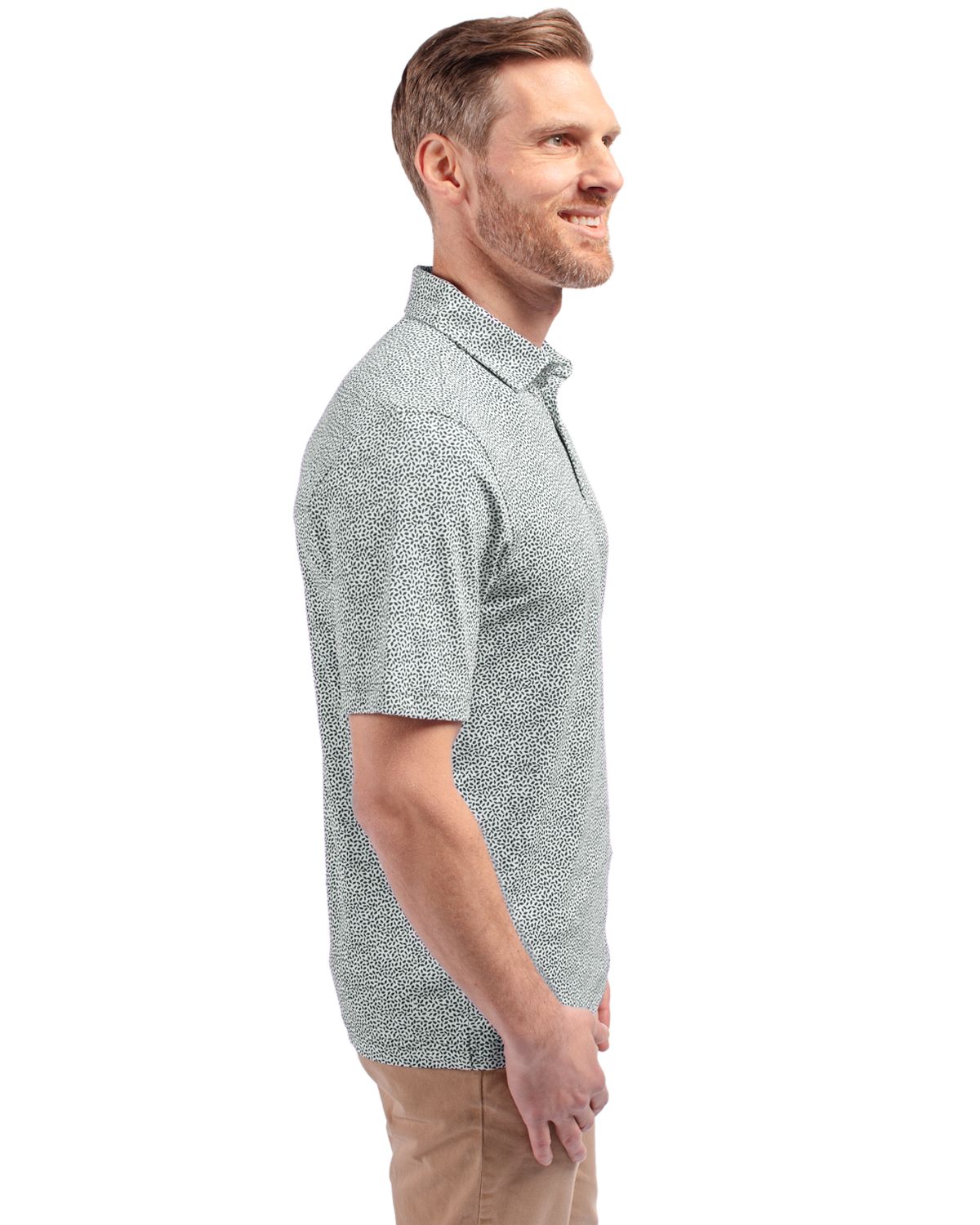Cutter & Buck Virtue Recycled Botanical Print Featherlight Pique Mens  Polo 183