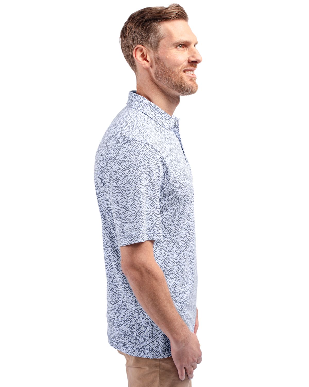 Cutter & Buck Virtue Recycled Botanical Print Featherlight Pique Mens  Polo 168
