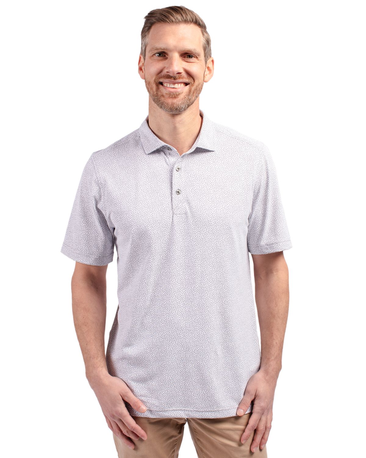 Cutter & Buck Virtue Recycled Botanical Print Featherlight Pique Mens  Polo 115