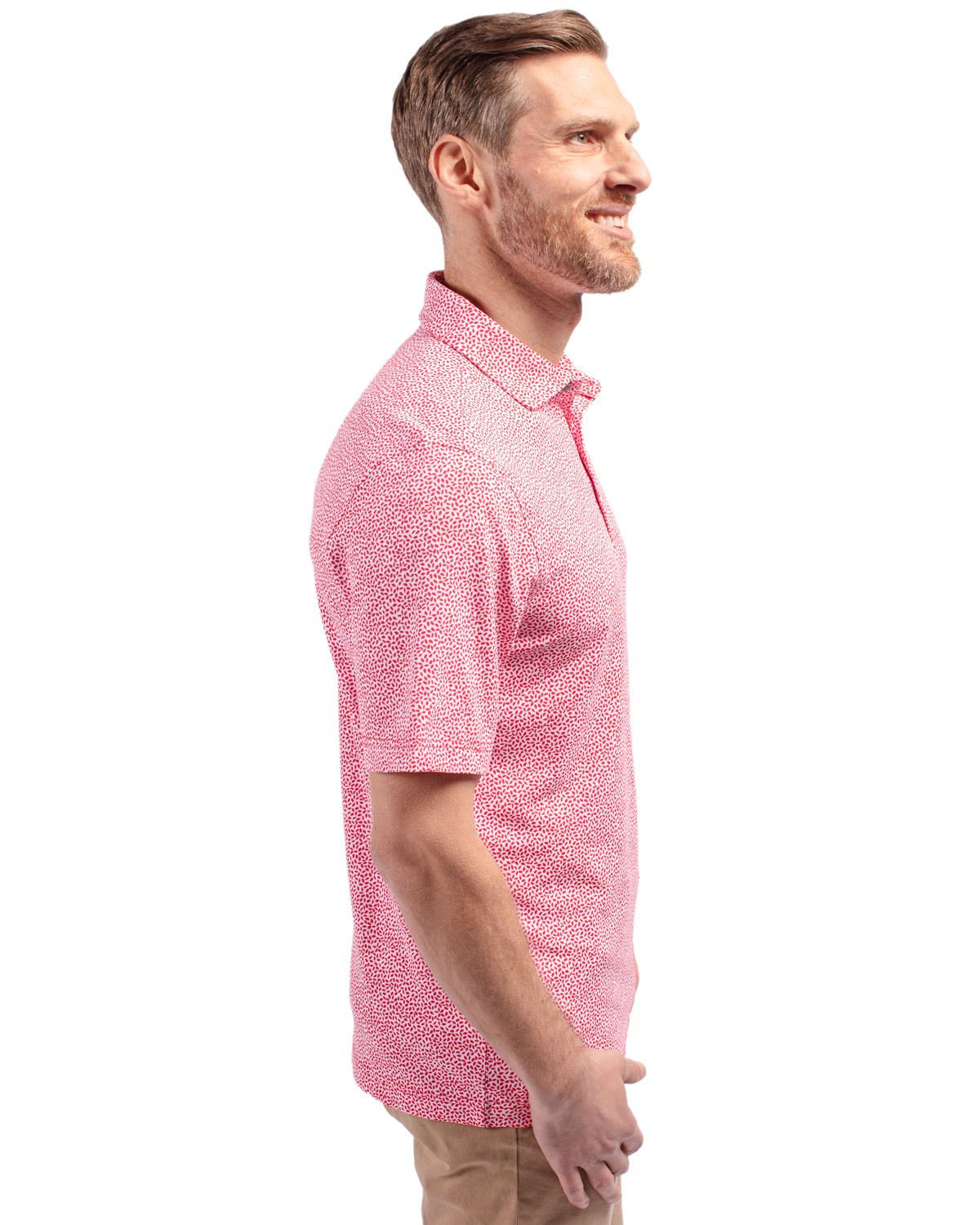 Cutter & Buck Virtue Recycled Botanical Print Featherlight Pique Mens  Polo 173