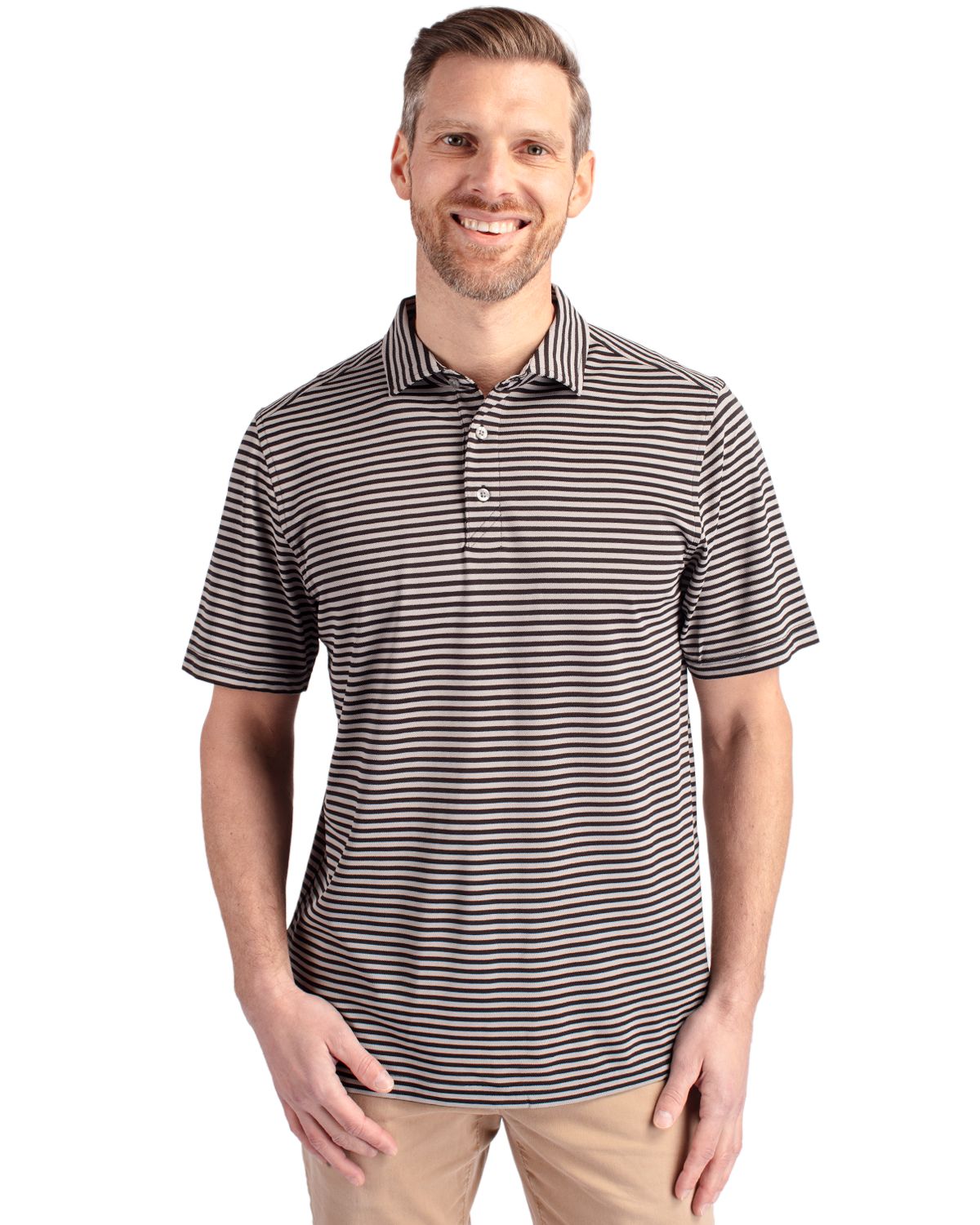 Cutter & Buck Virtue Recycled Stripe Featherlight Pique Mens Big & Tall Polo Big & Tall 10