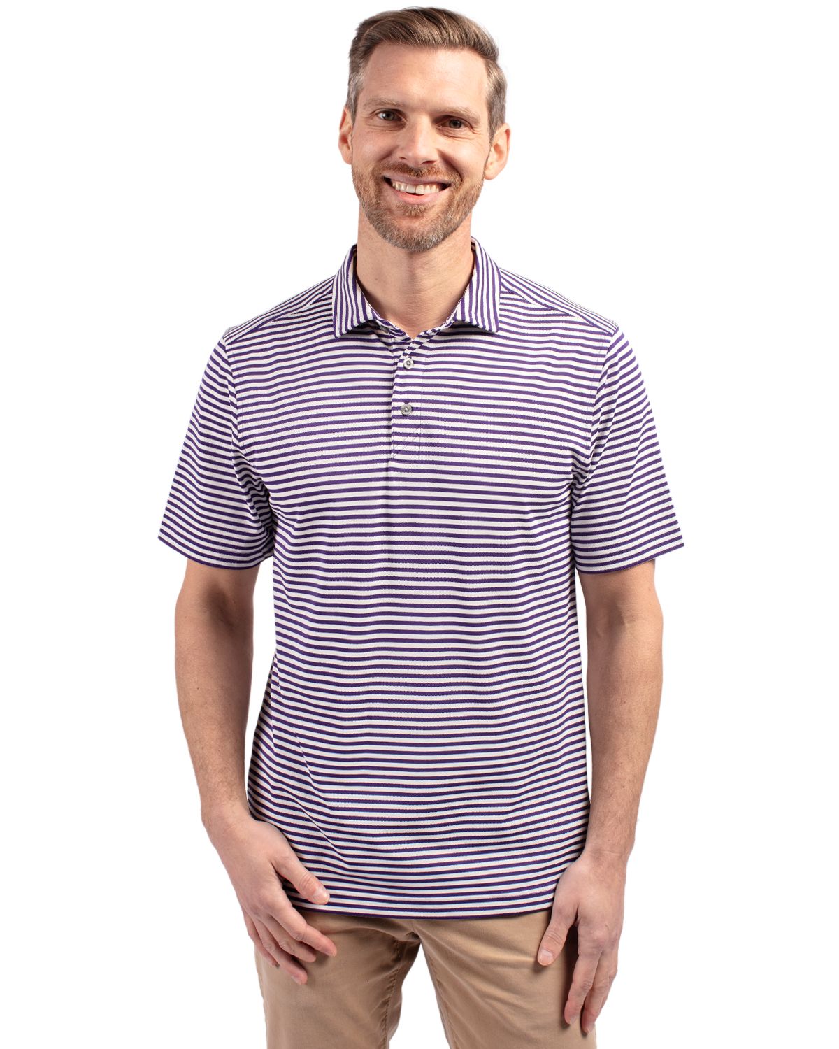 Cutter & Buck Virtue Recycled Stripe Featherlight Pique Mens Big & Tall Polo Big & Tall 31