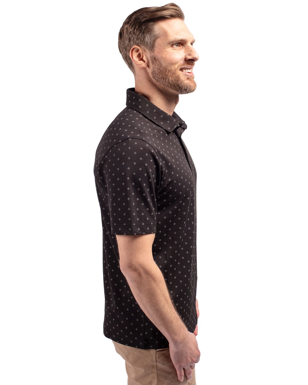 Cutter & Buck Virtue Recycled Tile Print Featherlight Pique Mens Big & Tall  Polo Big & Tall 34