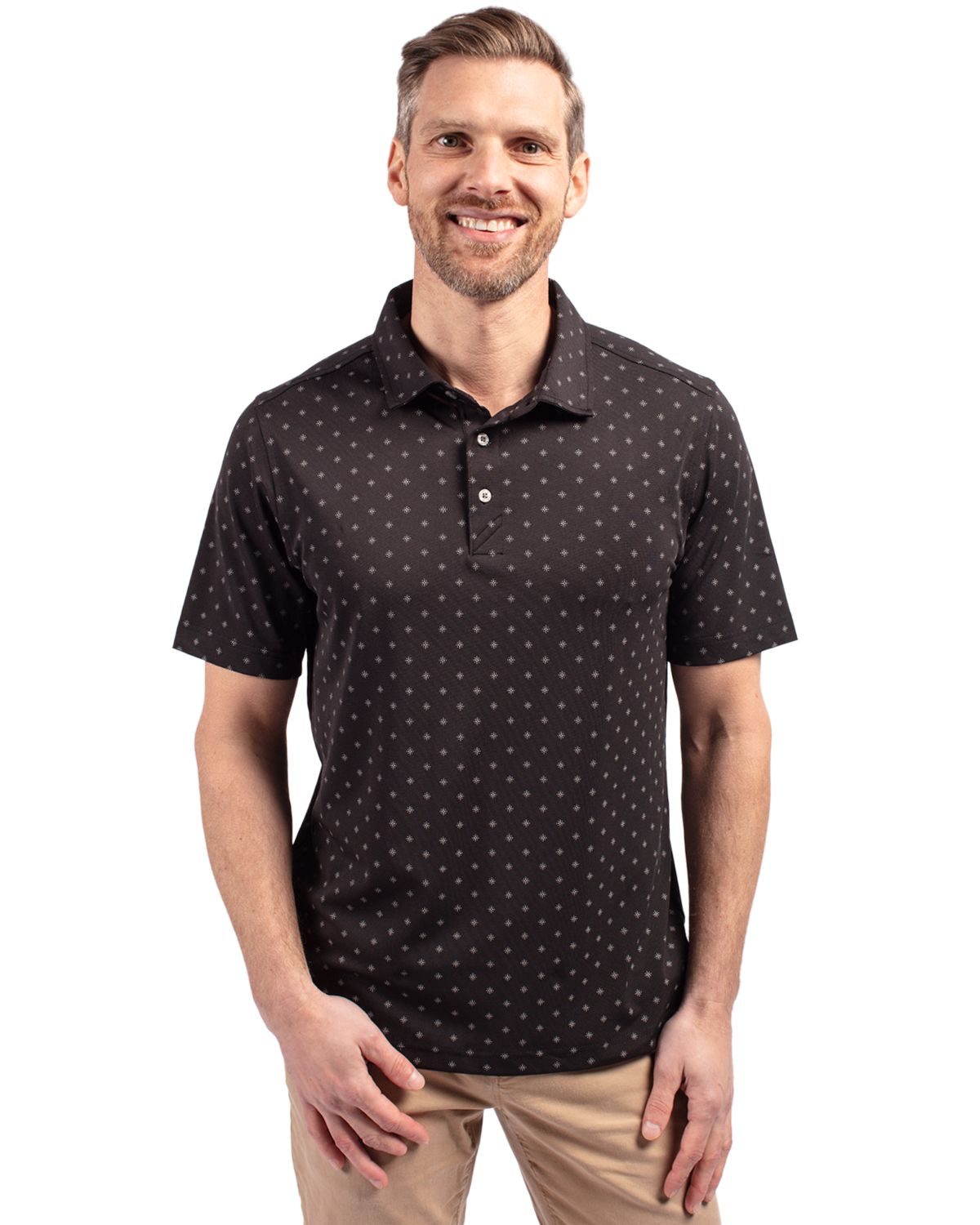 Cutter & Buck Virtue Recycled Tile Print Featherlight Pique Mens Big & Tall  Polo Big & Tall 65