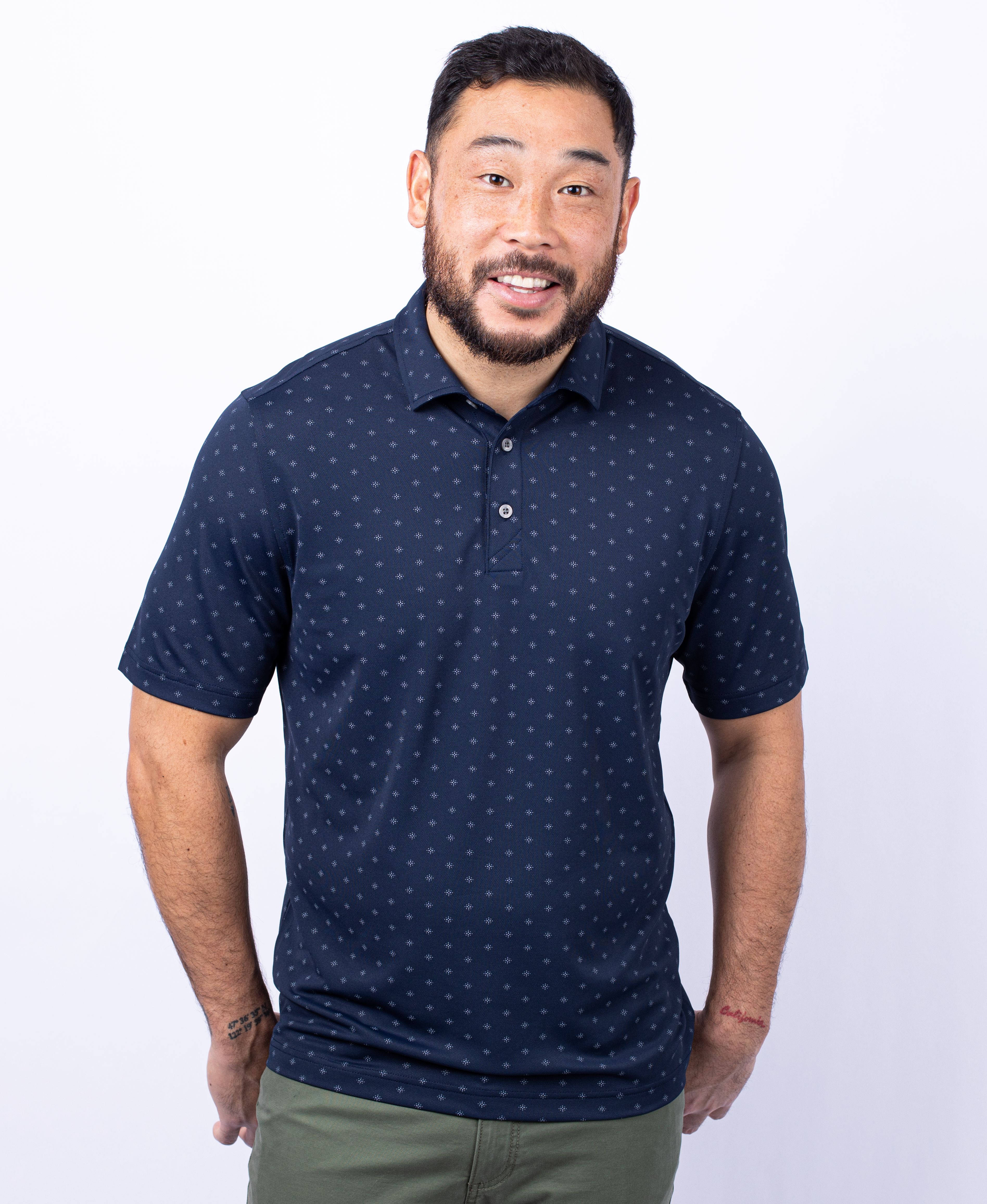 Cutter & Buck Virtue Recycled Tile Print Featherlight Pique Mens Big & Tall  Polo Big & Tall 41