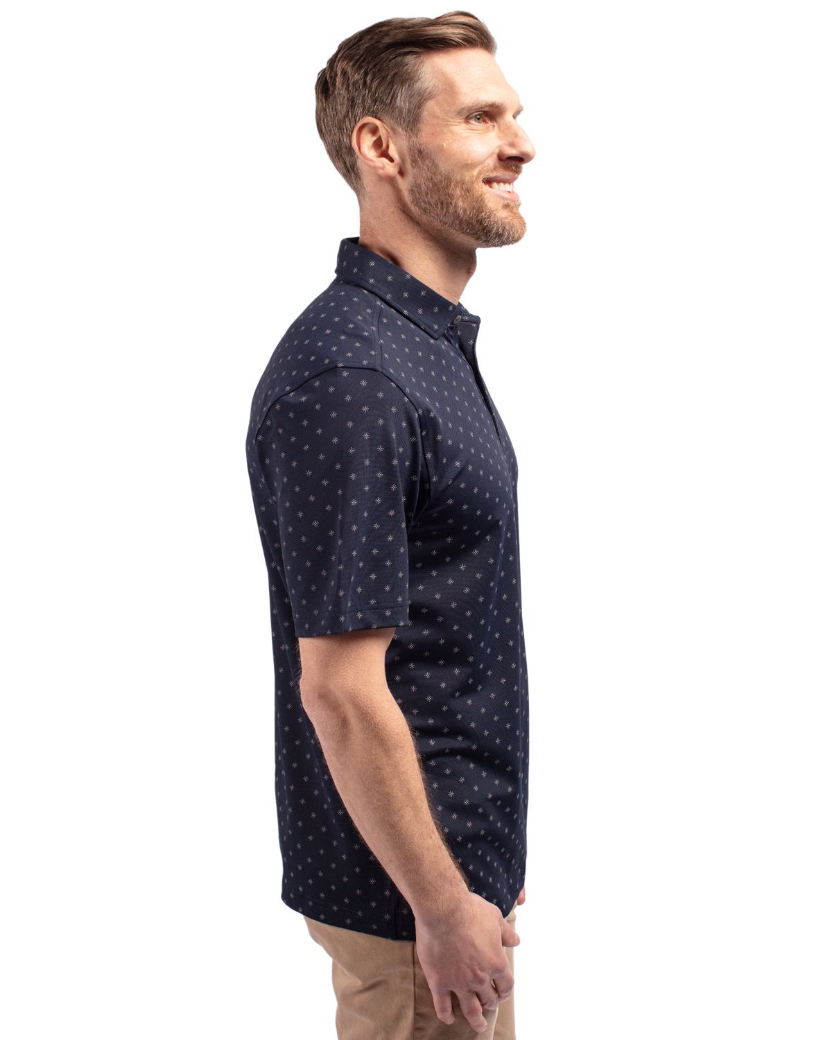 Cutter & Buck Virtue Recycled Tile Print Featherlight Pique Mens Big & Tall  Polo Big & Tall 37