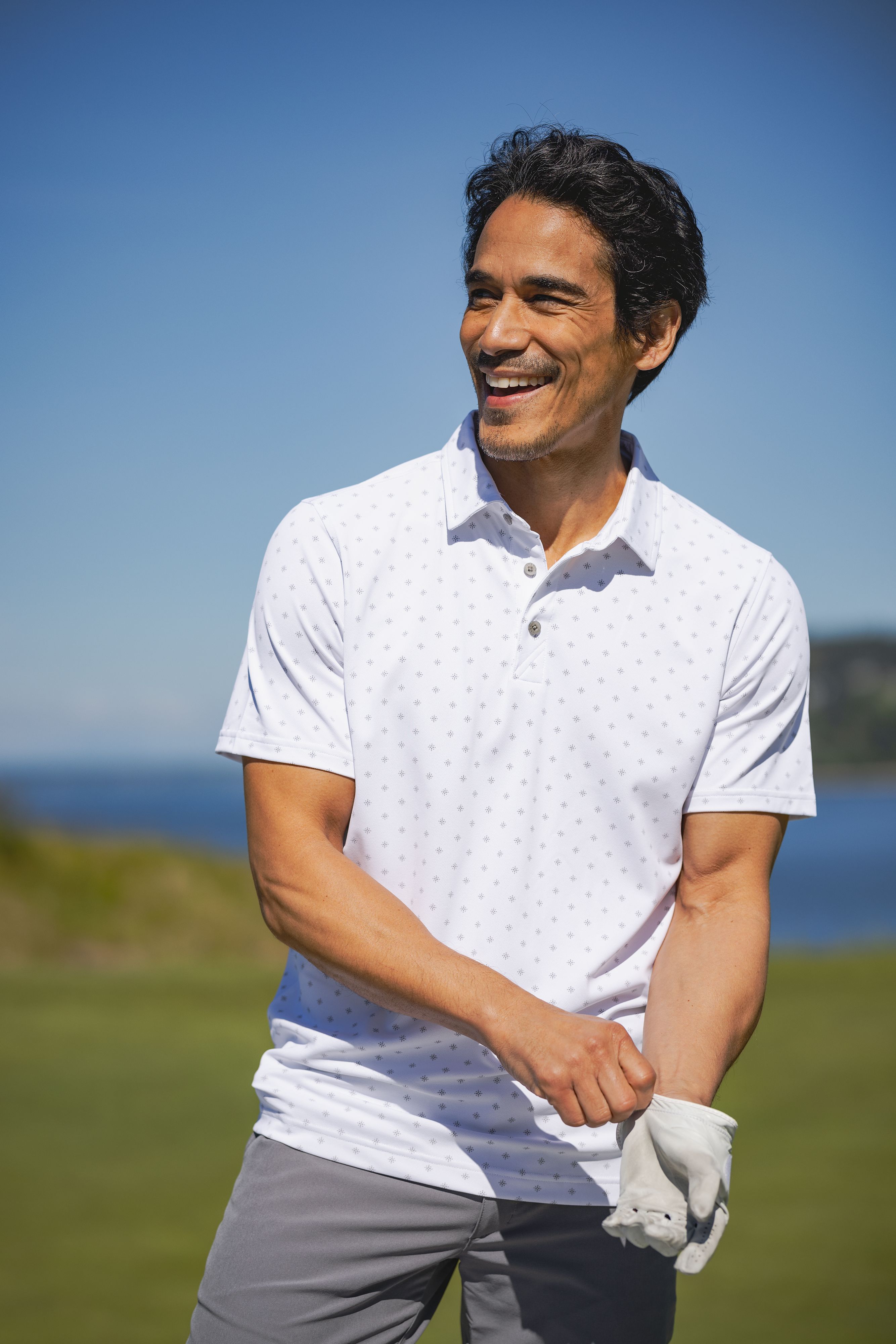 Cutter & Buck Virtue Recycled Tile Print Featherlight Pique Mens Big & Tall  Polo Big & Tall 68