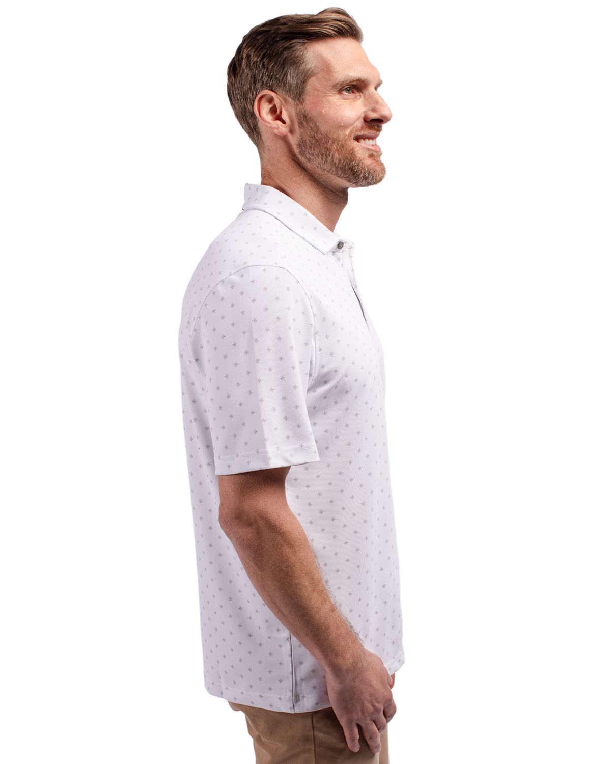 Cutter & Buck Virtue Recycled Tile Print Featherlight Pique Mens Big & Tall  Polo Big & Tall 54