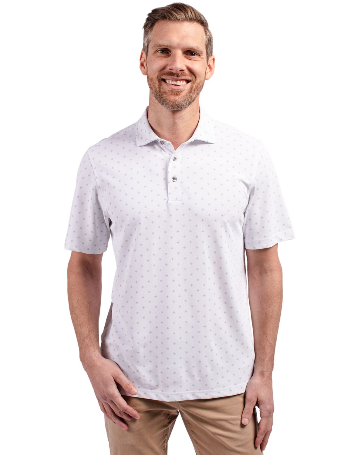 Cutter & Buck Virtue Recycled Tile Print Featherlight Pique Mens Big & Tall  Polo Big & Tall 69