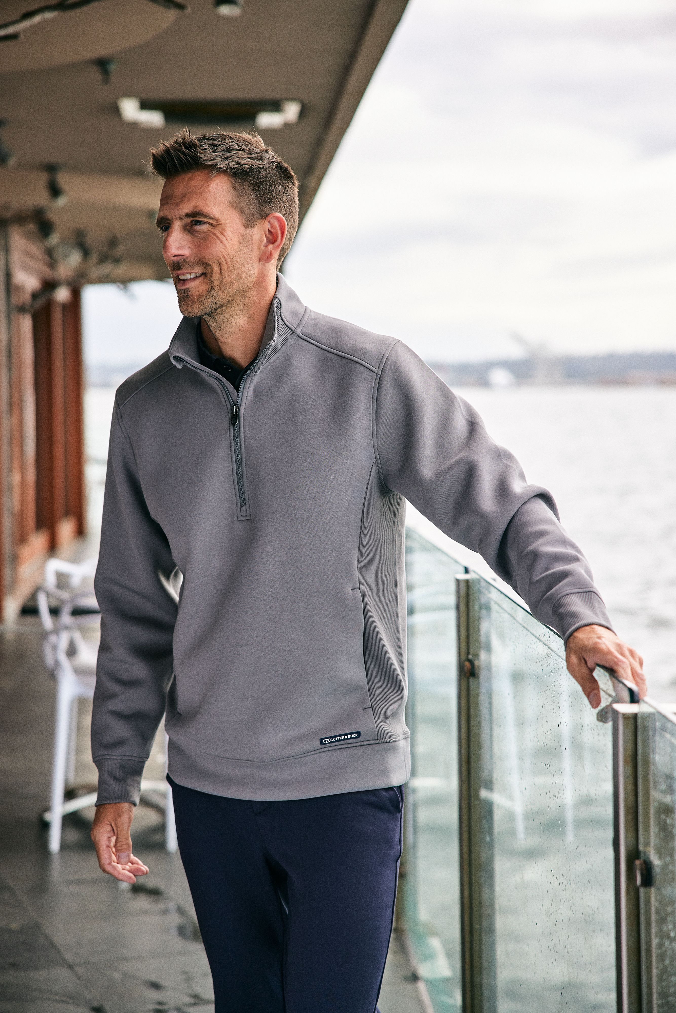 Cutter & Buck Roam Recycled Buttery-Soft Knit Mens Quarter Zip Jacket 77