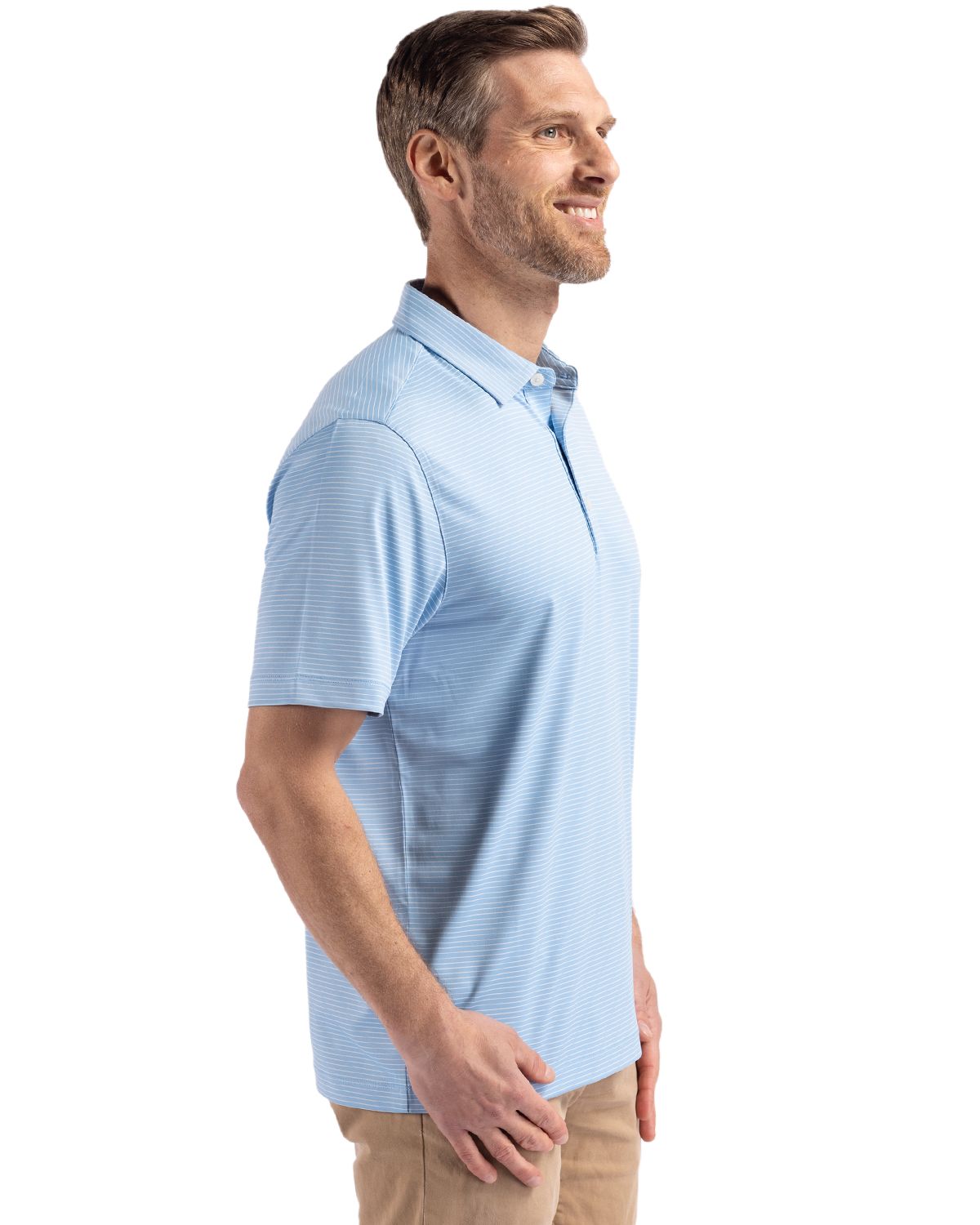 Cutter & Buck Forge Recycled Fine Line Stripe Four-Way Stretch Mens Polo 116
