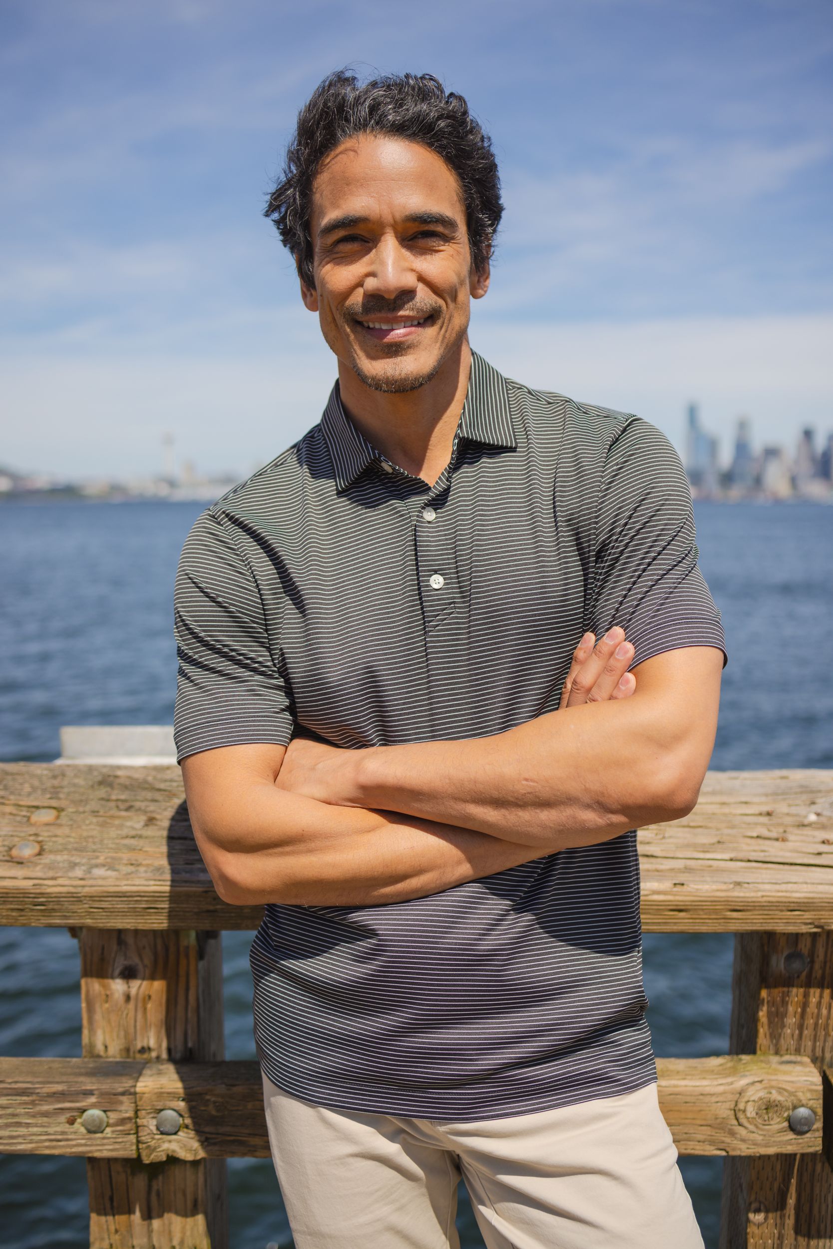 Cutter & Buck Forge Recycled Fine Line Stripe Four-Way Stretch Mens Polo 117