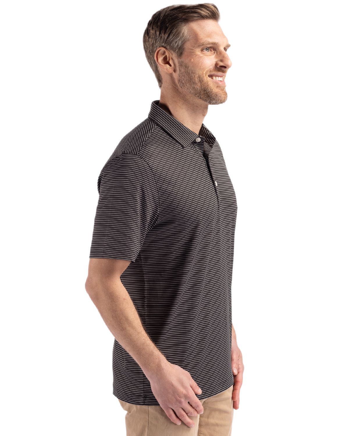 Cutter & Buck Forge Recycled Fine Line Stripe Four-Way Stretch Mens Polo 118